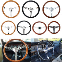 Real Wood 380mm Drift Racing Car Steering Wheel, Deep Dish Classic Car Wooden Grain Steering Wheels