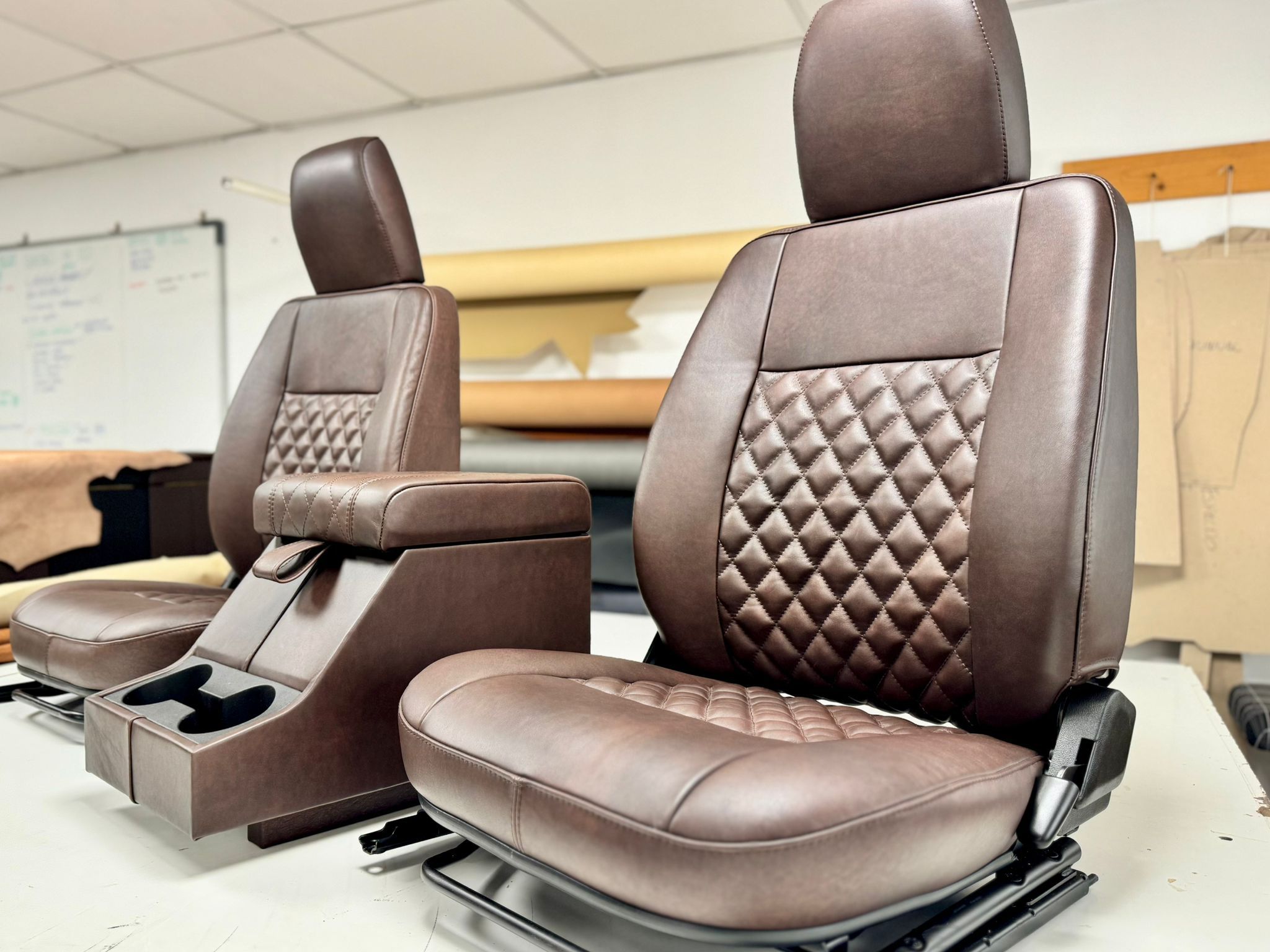 Brown leather seats detail
