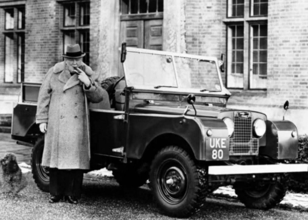 Winston Churchill with early Land Rover Series I