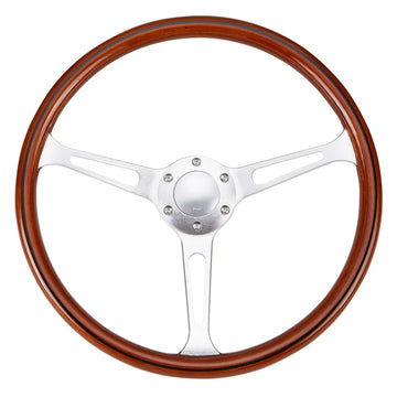 Real Wood 380mm Drift Racing Car Steering Wheel, Deep Dish Classic Car Wooden Grain Steering Wheels