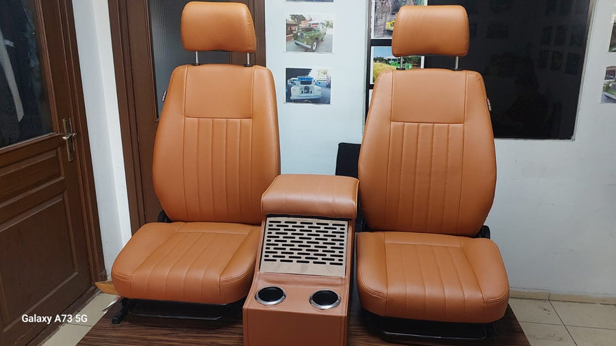 Bespoke Series Landrover Defender Seats x 2 with Marshall Cubby