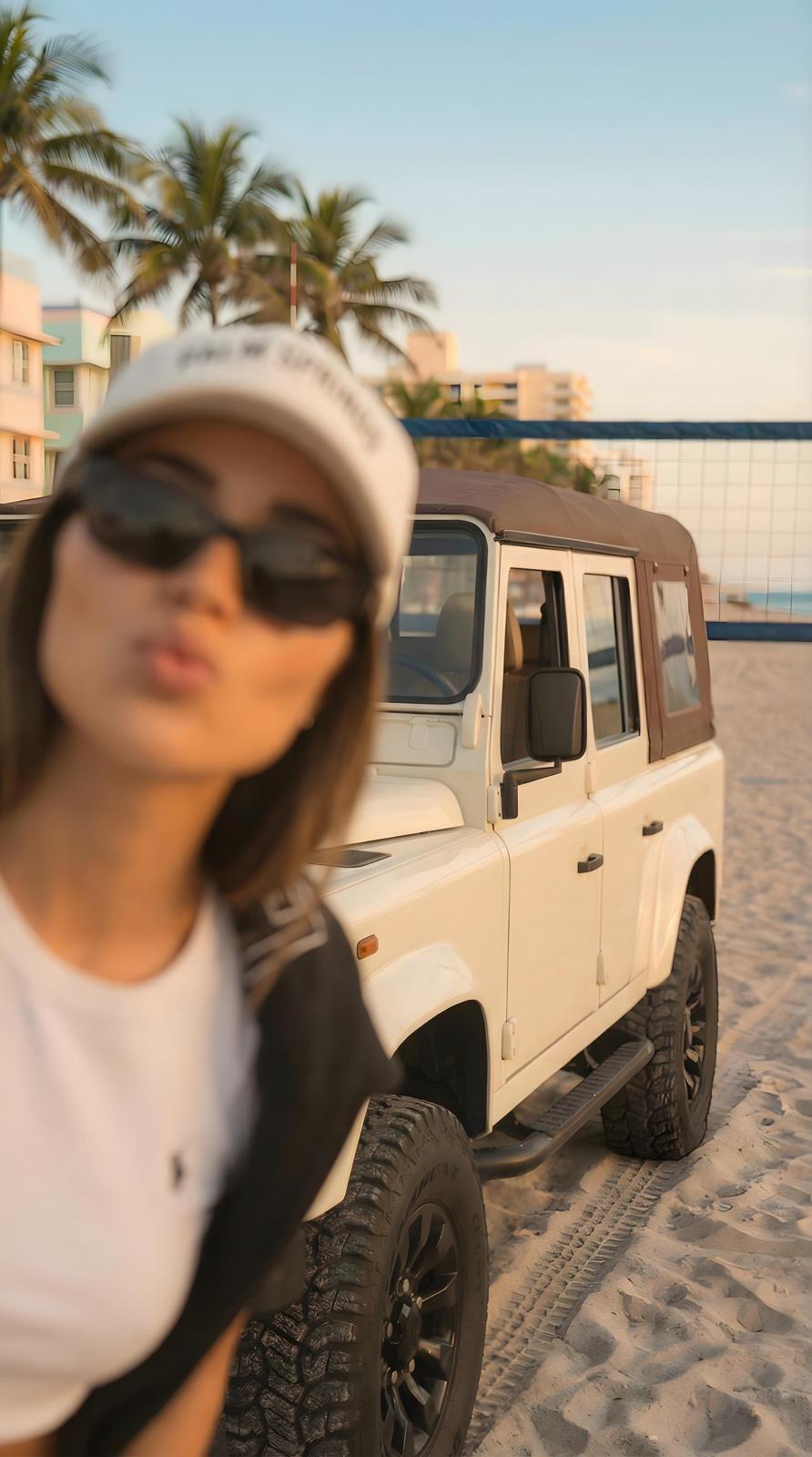 White Defender 110 on Miami beach